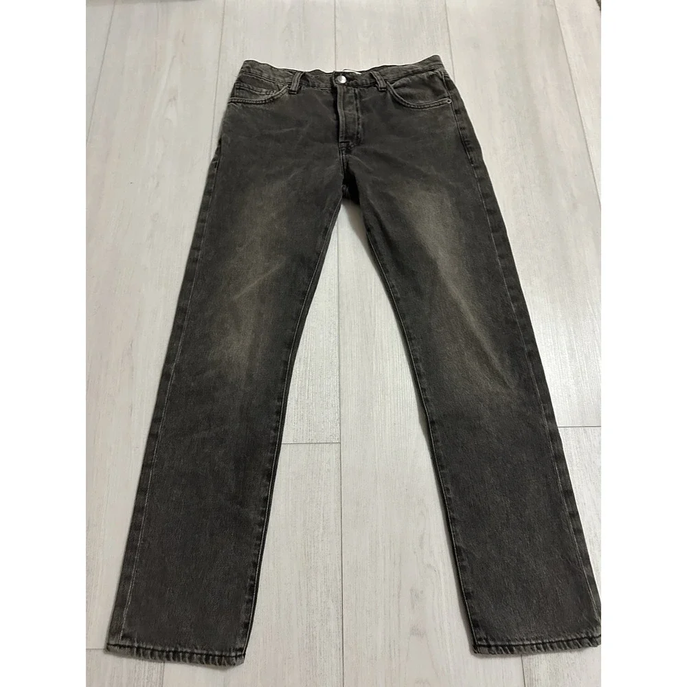 FRAME Denim Le Slouch Jeans Sz 25 High Rise Button Fly Straight Ankle Black